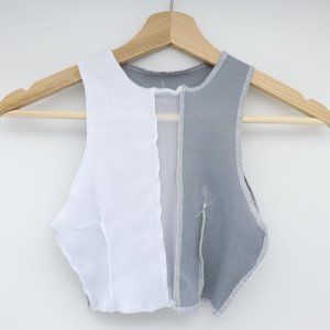 Gray and white cropped top